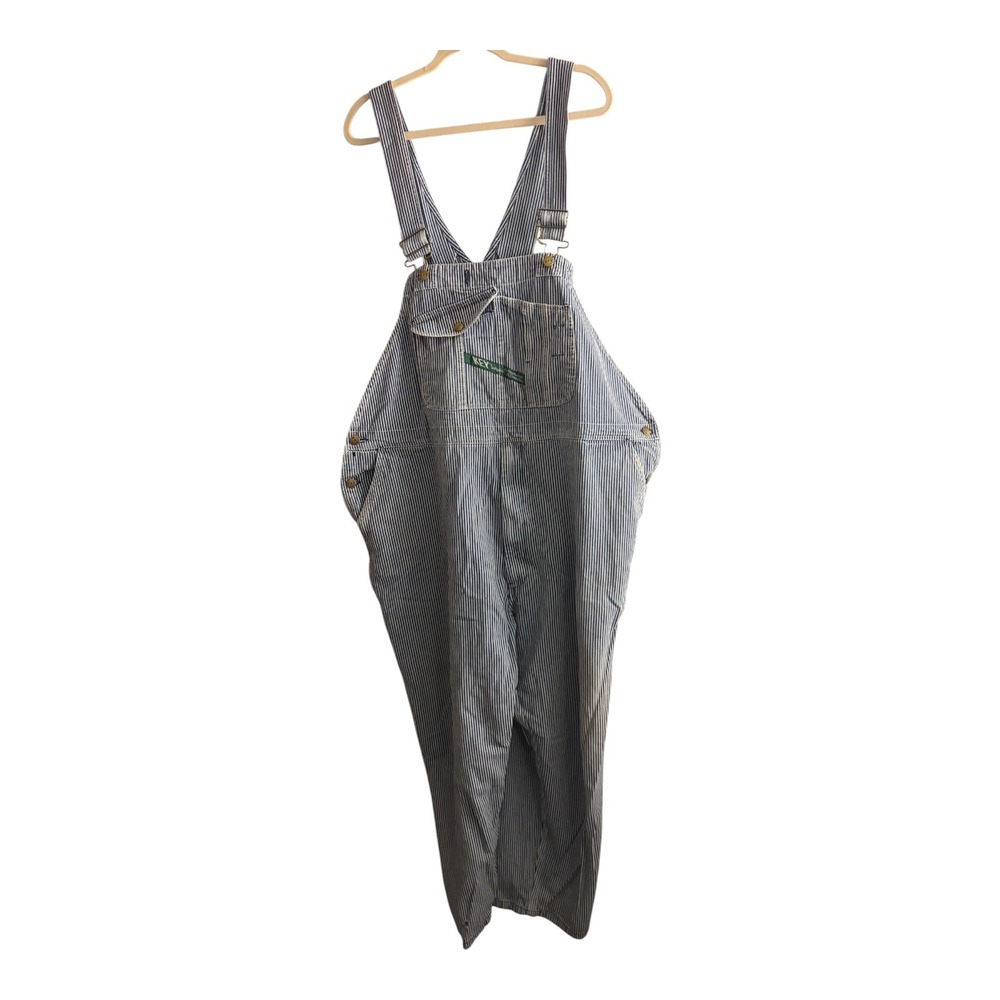 Key Imperial Overalls Men 50x28 Blue Hickory Stripe Excellent Bib Workwear